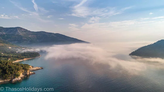 Kinira Thassos view from above picture from drone
