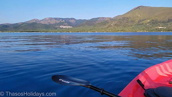 Kayaking near Plaka in Thassos with views over the island